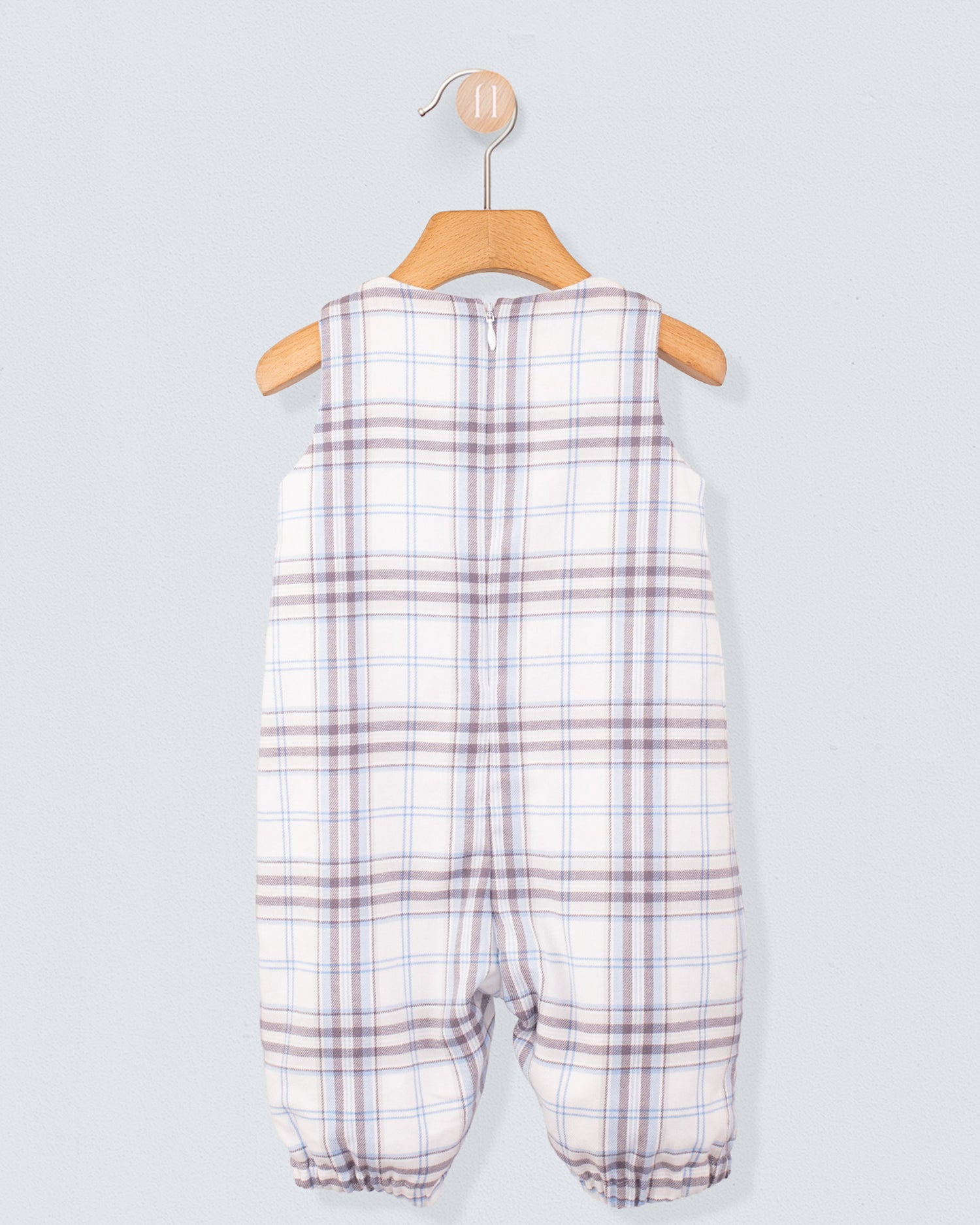 Harry Baby Blue Plaid Flannel Romper